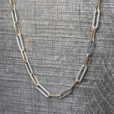 The Perfect Diamond Paperclip Link Two-Tone Necklace