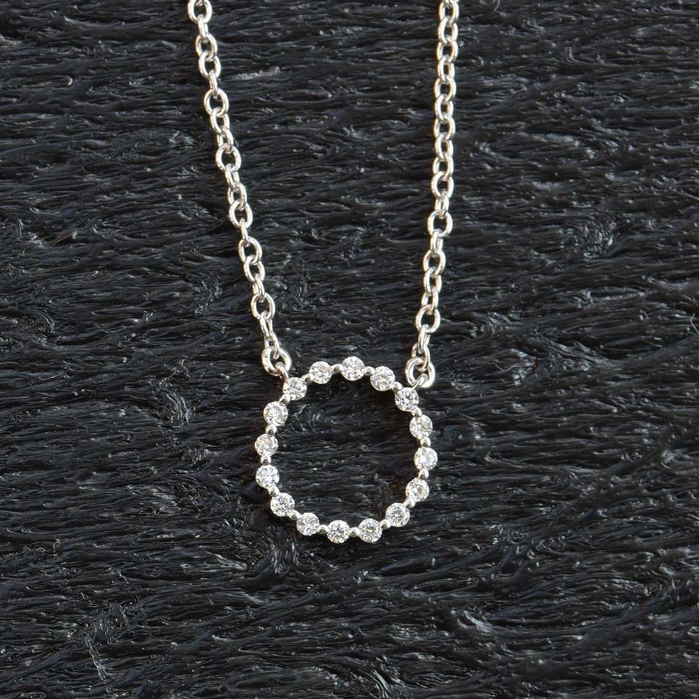 Open Circle Diamond Necklace in 14k White Gold