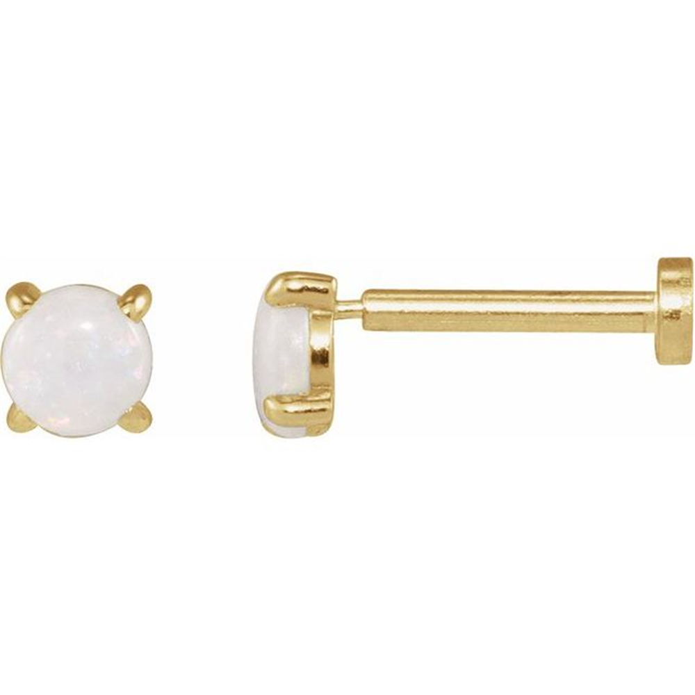 On the Go Opal Flat Back Earrings in 14k Yellow Gold