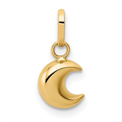 Puffy Moon Charm Pendant in 14k Yellow Gold