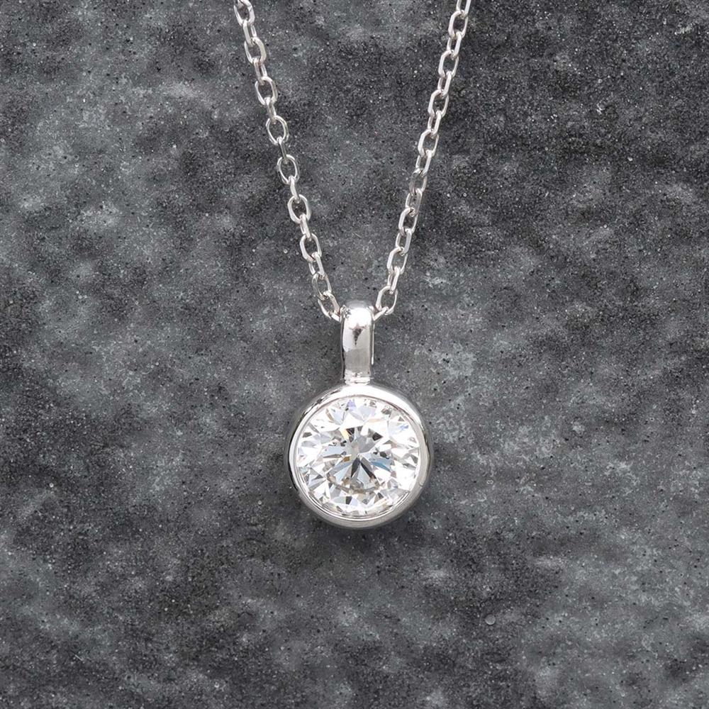 Everyday Lab Grown Diamond Bezel Necklace 0.50ct in 14k White Gold