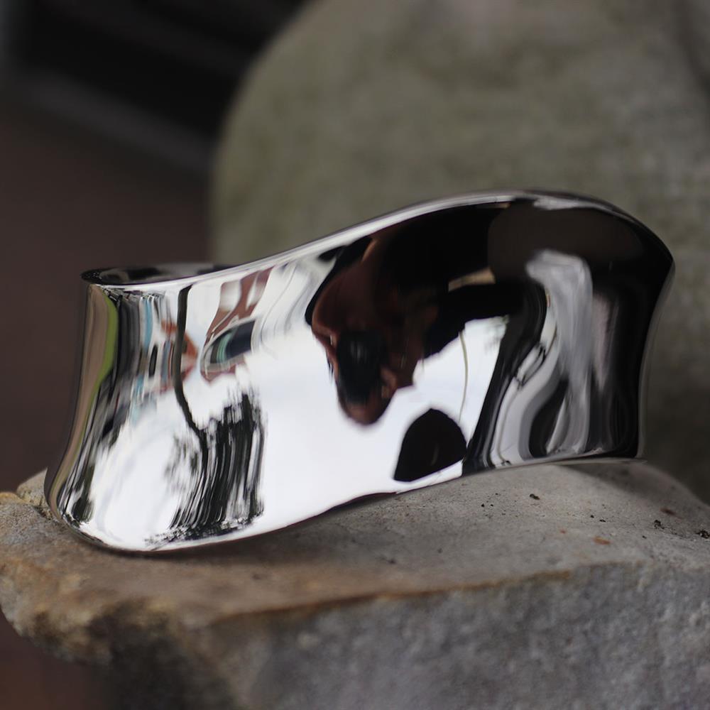 Concave Wave Cuff Bracelet in Sterling Silver