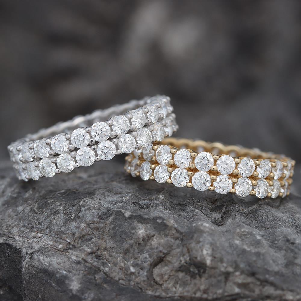 Double Row Diamond Eternity Band in 14k Yellow Gold (2.70ctw)