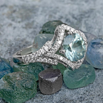 A Flare for Teal Montana Sapphire & Diamond Ring