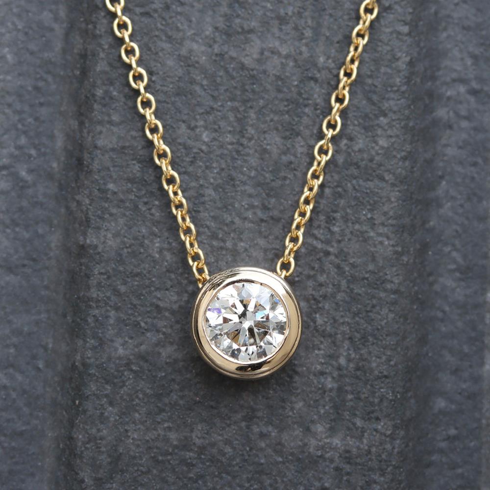 Everyday Slide Diamond Bezel Necklace 0.70ct in 14k Yellow Gold