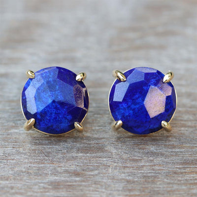Lovely in Lapis Stud Earrings in 14k Yellow Gold