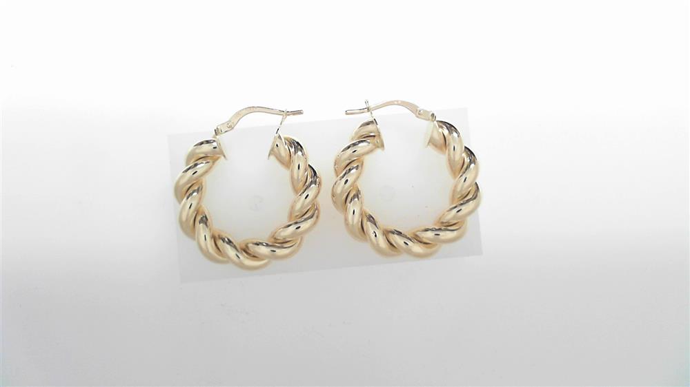 Twisted Cable Hoop Earrings in 14k Yellow Gold