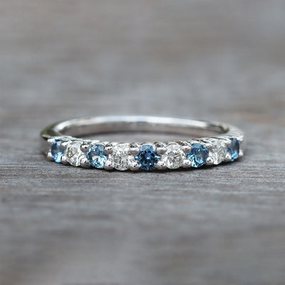 Yogo Sapphire & Diamond Ring in 14k White Gold