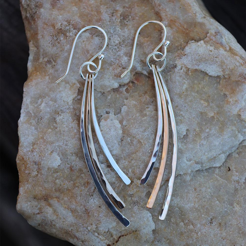 Peter James Dangling Long Curves in Sterling Silver