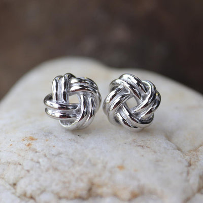 Love Knot Large Stud Earrings in Sterling Silver