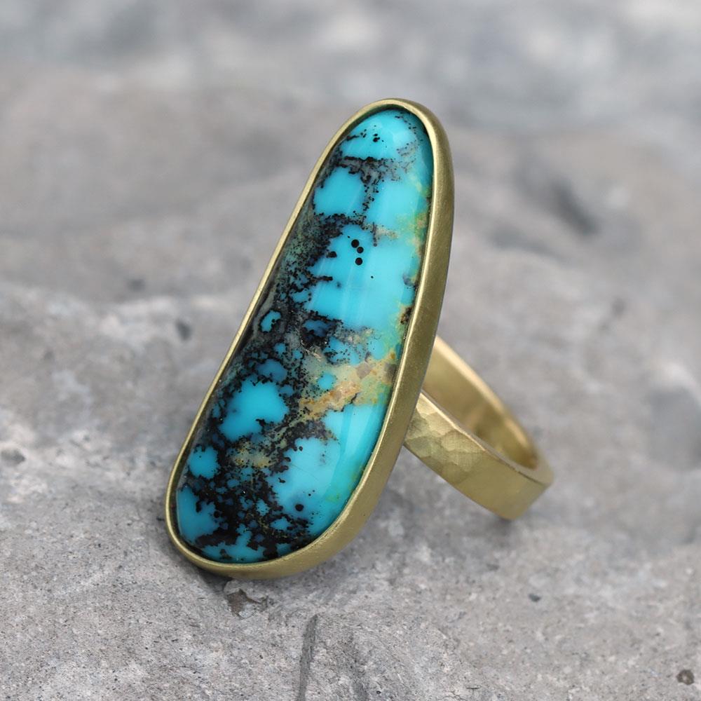 Sheila Stillman Statement Turquoise Ring in 18k Yellow Gold