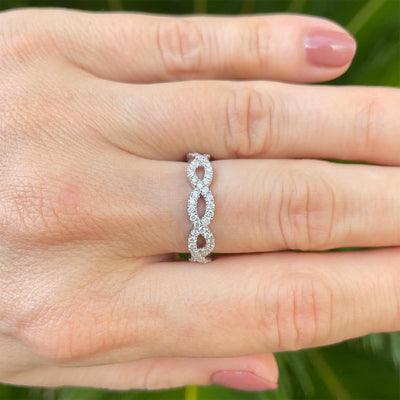 Twisted Infinity Diamond Ring in 14k White Gold