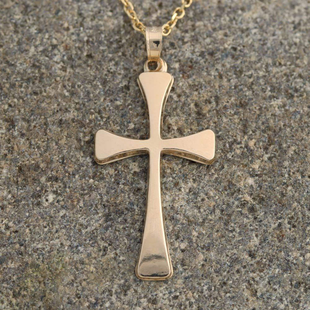 Polished Cross Pendant in 14k Yellow Gold