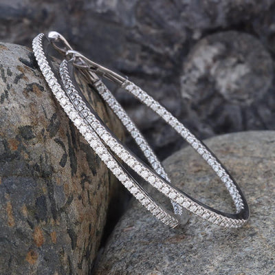 Biggest Inside-Out Diamond Hoop Earrings (1.06 cttw) in 14k White Gold