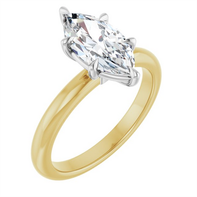 Classic Solitaire Marquise Lab Grown Diamond Engagement Ring (1.53ct) in 14k Two Tone Gold
