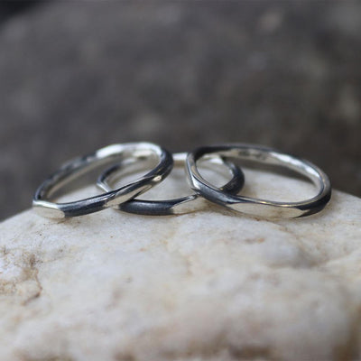 Stack ‘Em Up Oxidized Stack Rings Set of 3 in Sterling Silver - Size 8.5