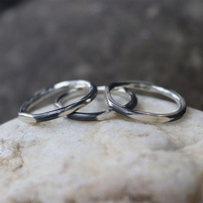 Stack ‘Em Up Oxidized Stack Rings Set of 3 in Sterling Silver - Size 7