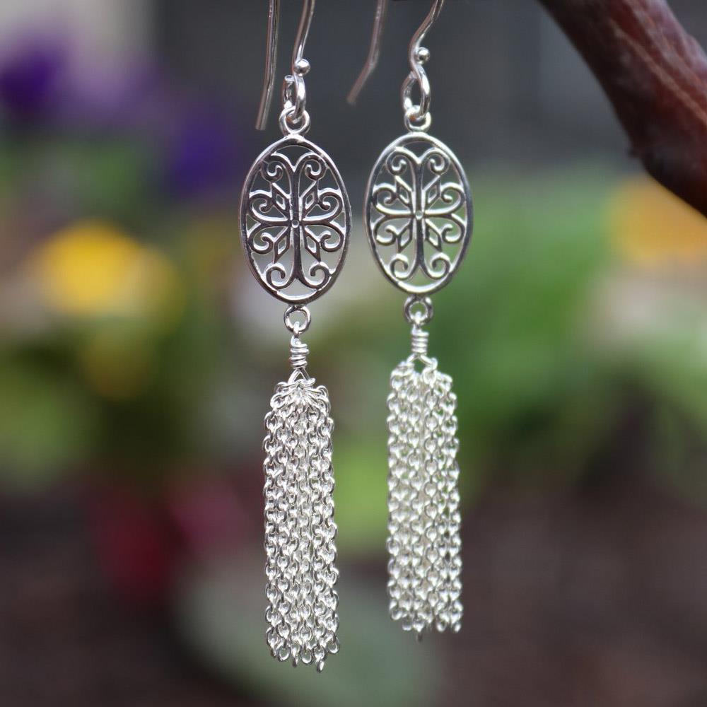 Southern Gates Courtyard Scroll Earrings in Sterling Silver