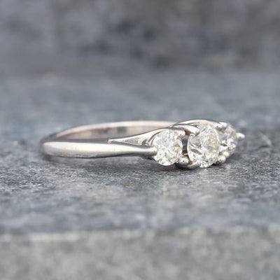 Three Stone Diamond Trellis Anniversary Ring (1 cttw) in 14k White Gold