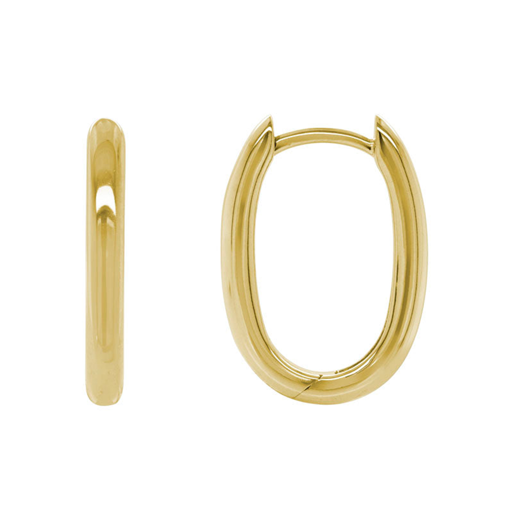 Classic Oval Hoop Earrings in 14k Yellow Gold