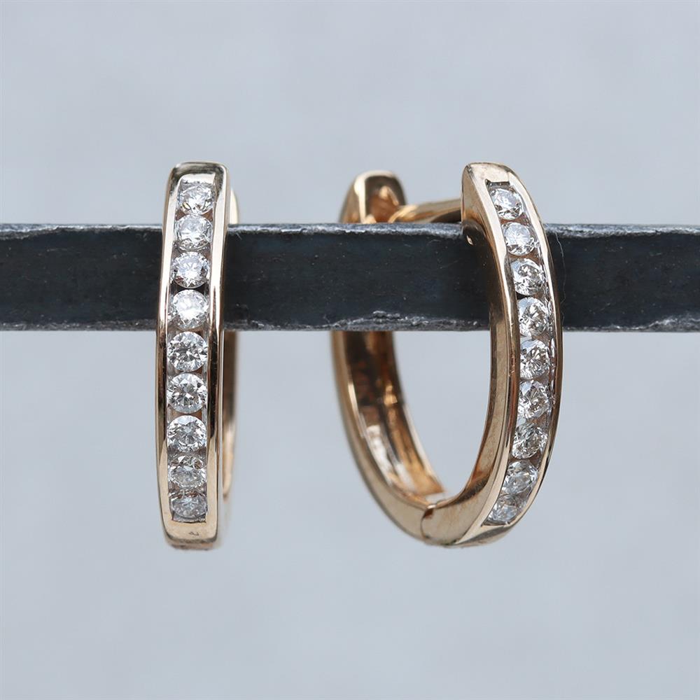 Channel Set Diamond Hoop Earrings (0.25ctw) in 14k Yellow Gold