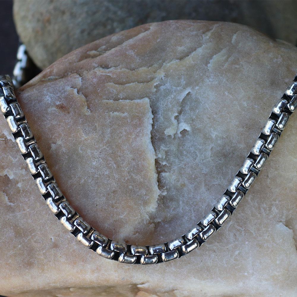 Round Box Chain 5.2mm in Oxidized Sterling Silver - 22