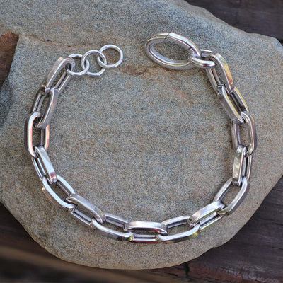 Heavy Chain Link Bracelet in Sterling Silver