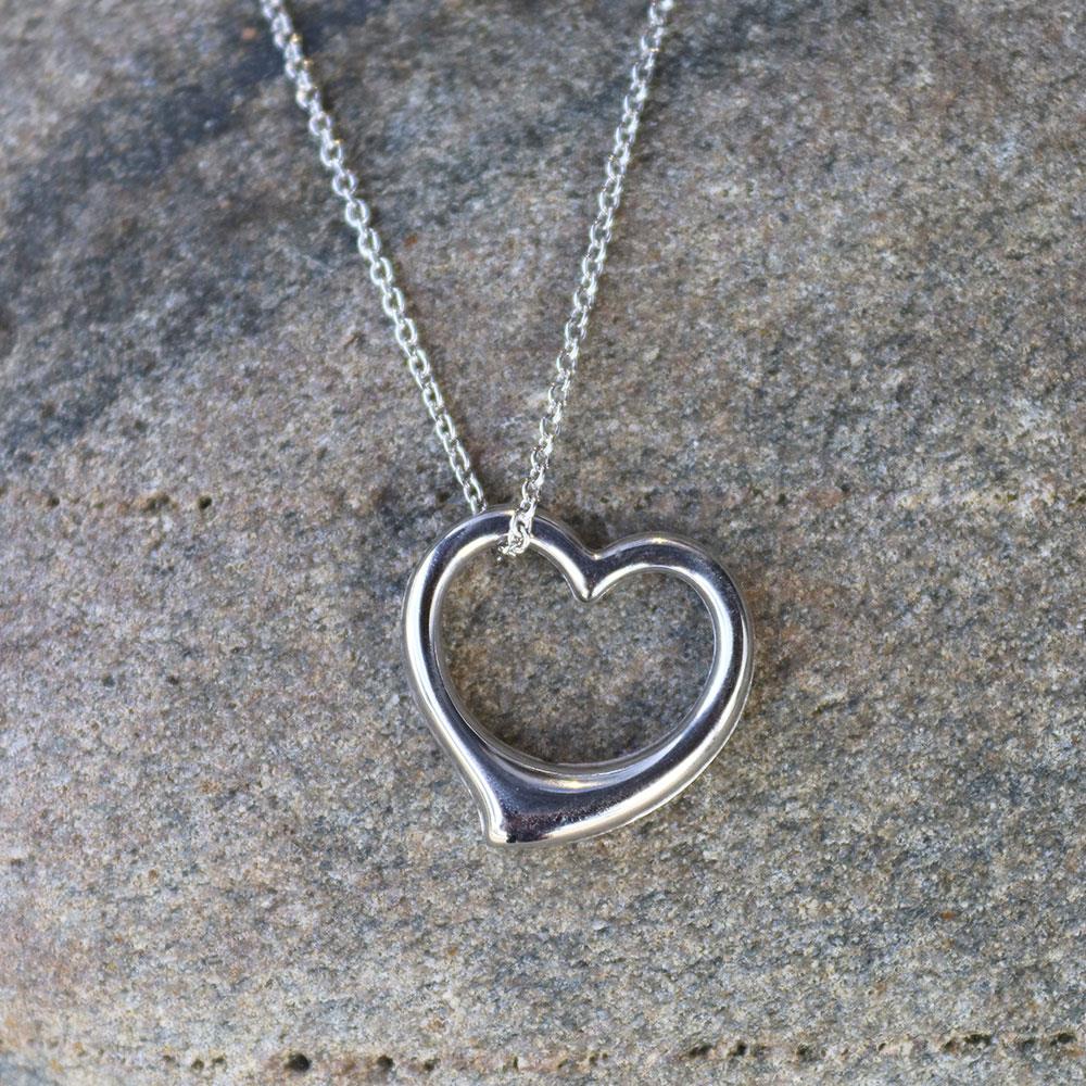 Open Floating Heart Necklace in Sterling Silver