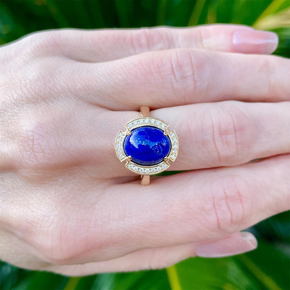 Lovely in Lapis & Diamond Ring in 14k Yellow Gold
