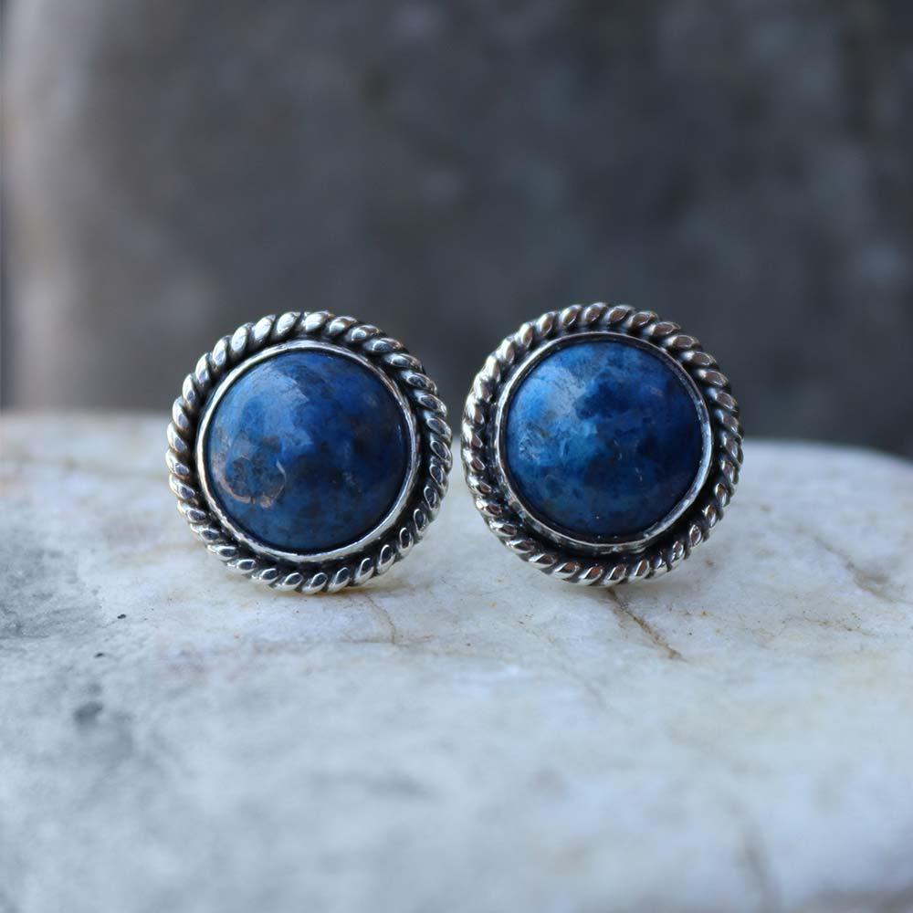 Look at Me Lapis Rope Halo Earrings in Sterling Silver