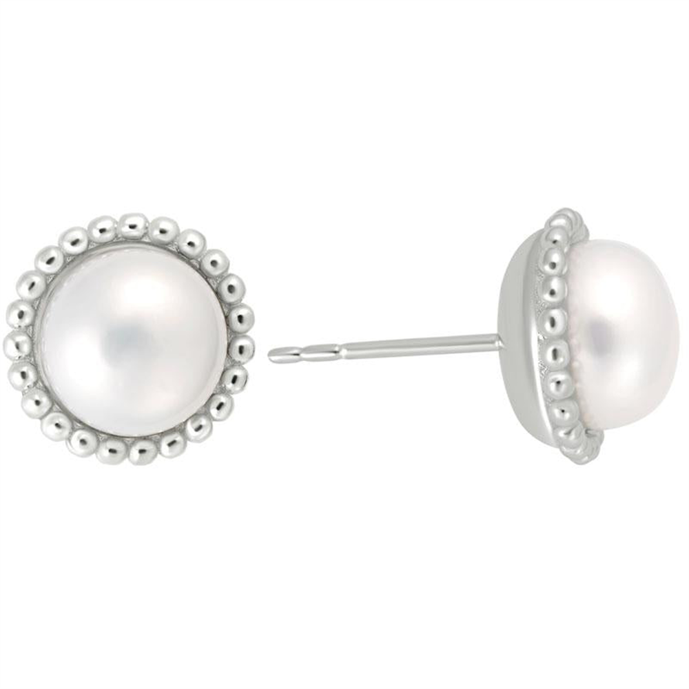 Cute as a Button Pearl Earrings in Sterling SIlver