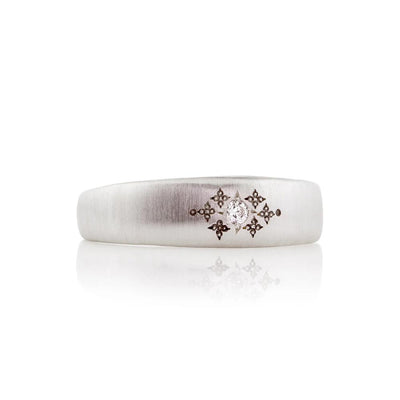 Adel Chefridi Tapered Silver Moon Diamond Ring