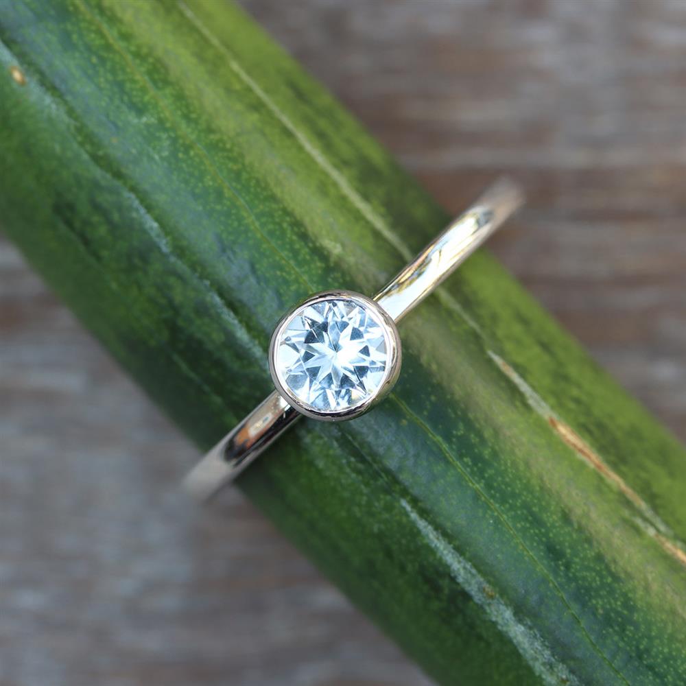 March Stackable Birthstone Ring in 14k White Gold