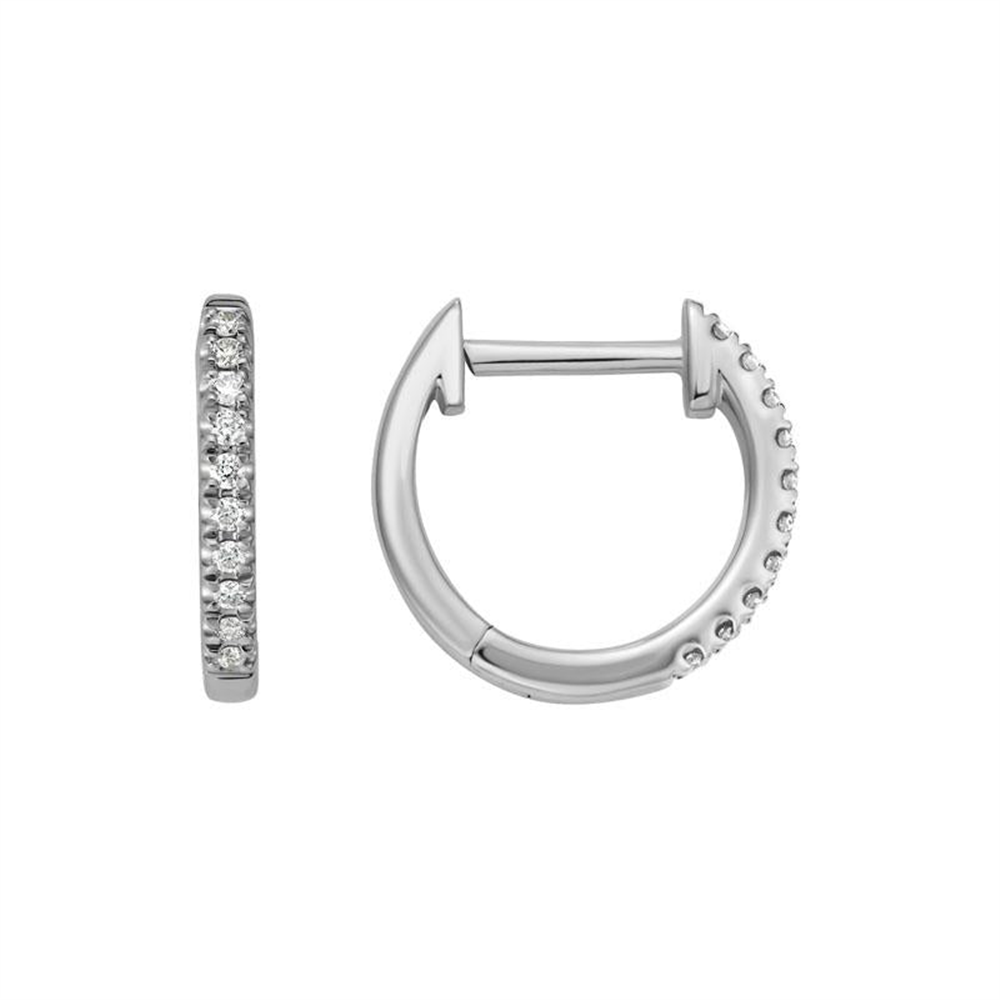 Diamond Huggie Hoop Earrings (0.10ctw)  in 14k White Gold