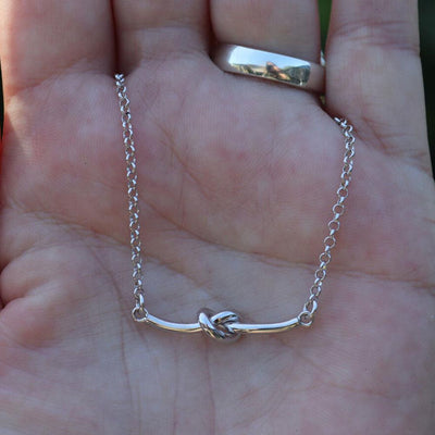 Love Knot Bar Necklace in Sterling Silver