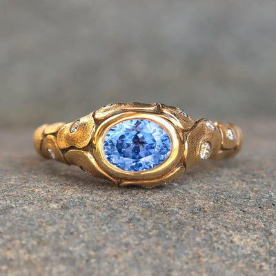 Alex Sepkus Sapphire & Diamond Turtle Ring in 18k Yellow Gold