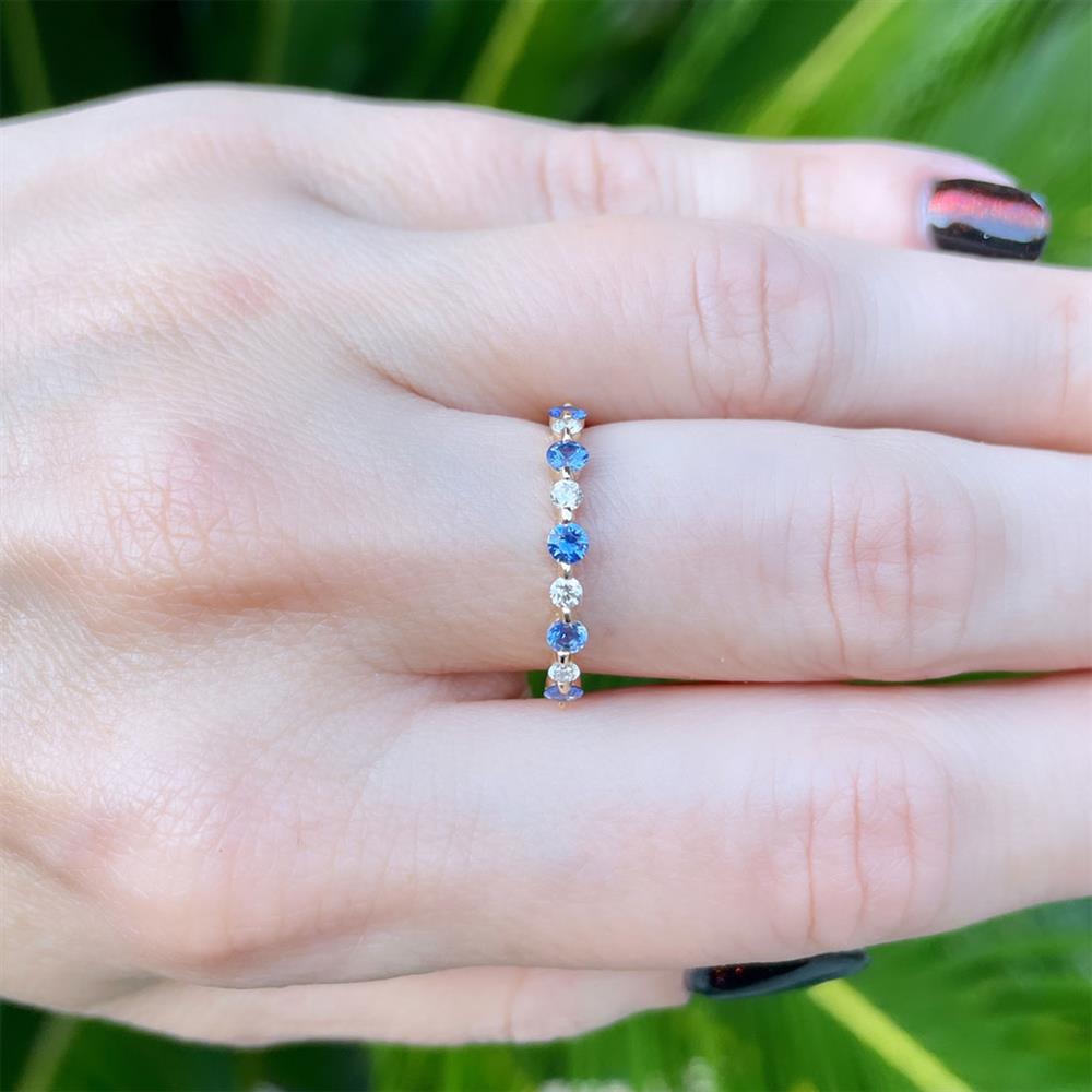 To and Fro Sapphire & Diamond Stacking Ring in 14k Yellow Gold
