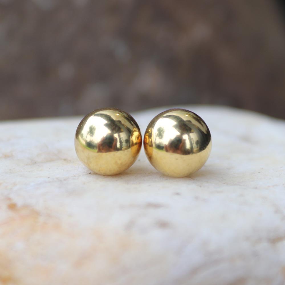 Uncomplicated Everyday Ball Studs 8mm in Yellow Gold Vermeil