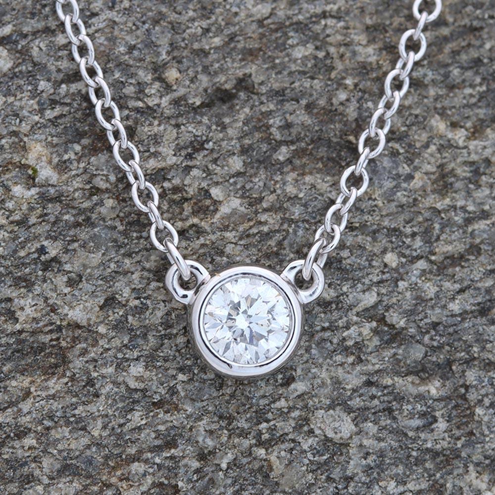 Everyday Stationed Diamond Bezel Necklace 0.12ct in 14k White Gold