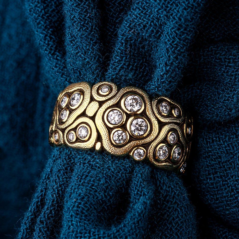 Alex Sepkus Swirling Water Diamond Ring in 18k Yellow Gold
