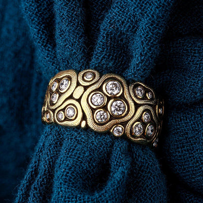 Alex Sepkus Swirling Water Diamond Ring in 18k Yellow Gold