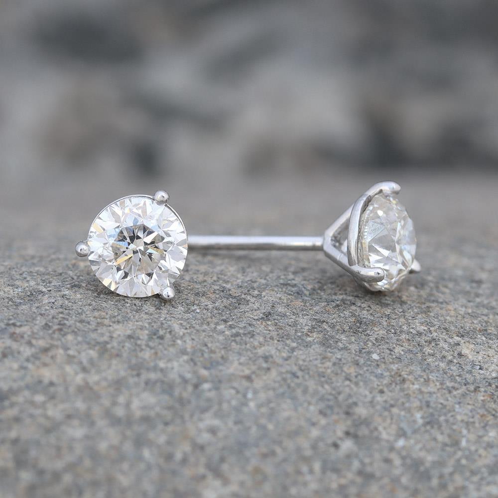 Diamond Martini Stud Earrings in 14k White Gold (1 cttw)