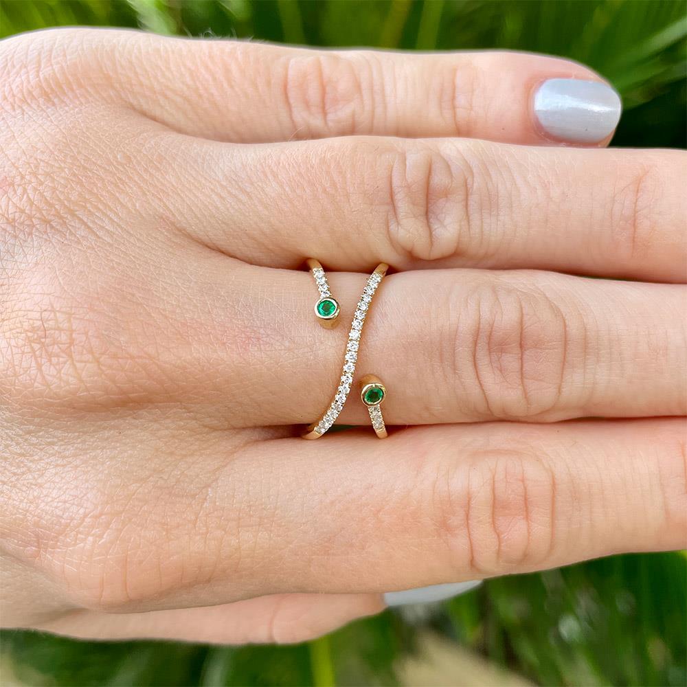 Criss Cross Emerald & Diamond Ring