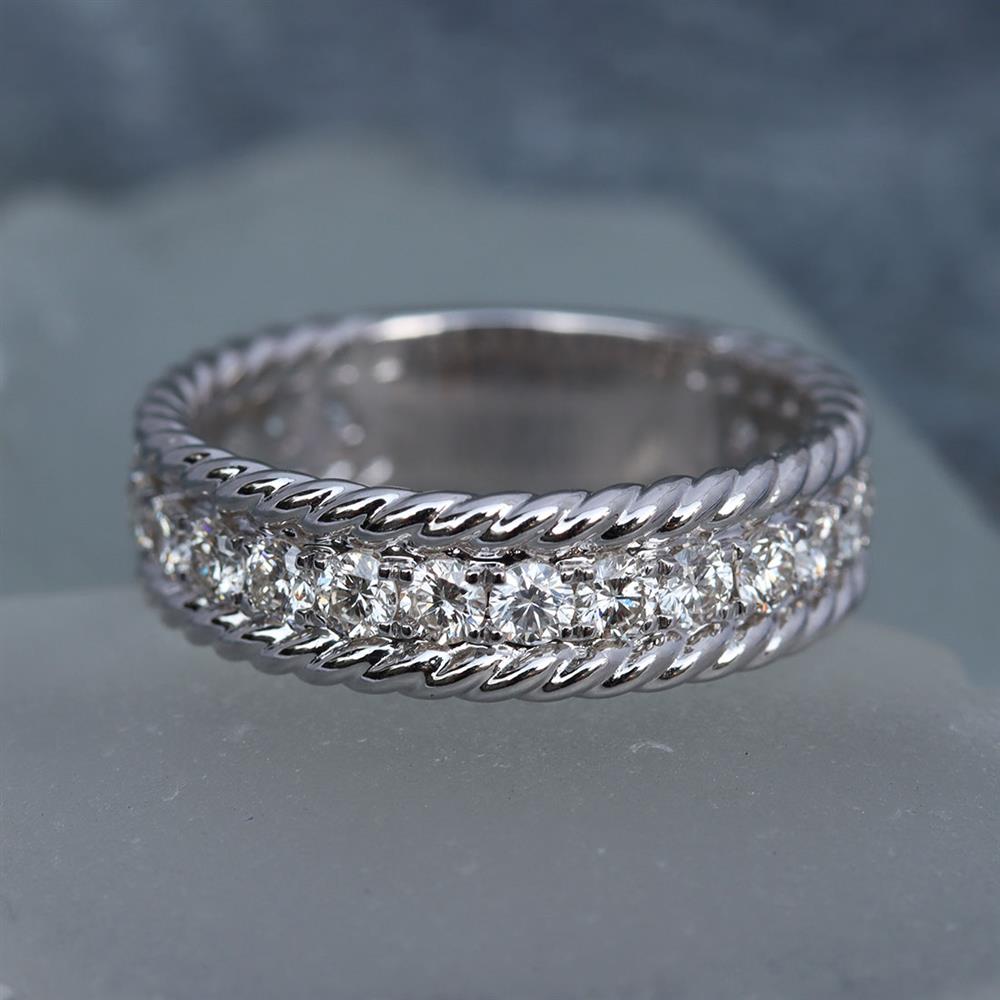 Twisted Rope Diamond Ring in 14k White Gold