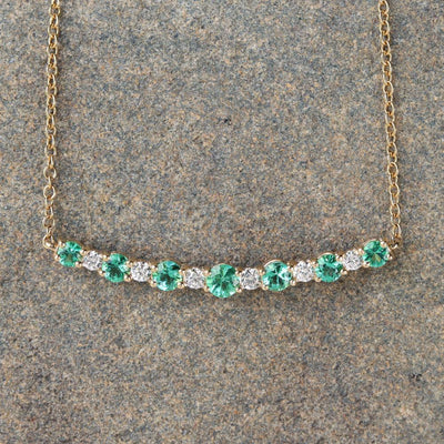 Lucky Day Emerald & Diamond Bar Necklace