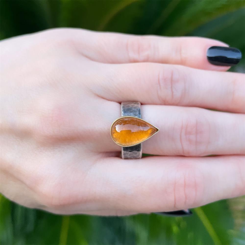 Imperial hot Topaz I Gold Vermeil&Sterling Silver|Minimal Ring