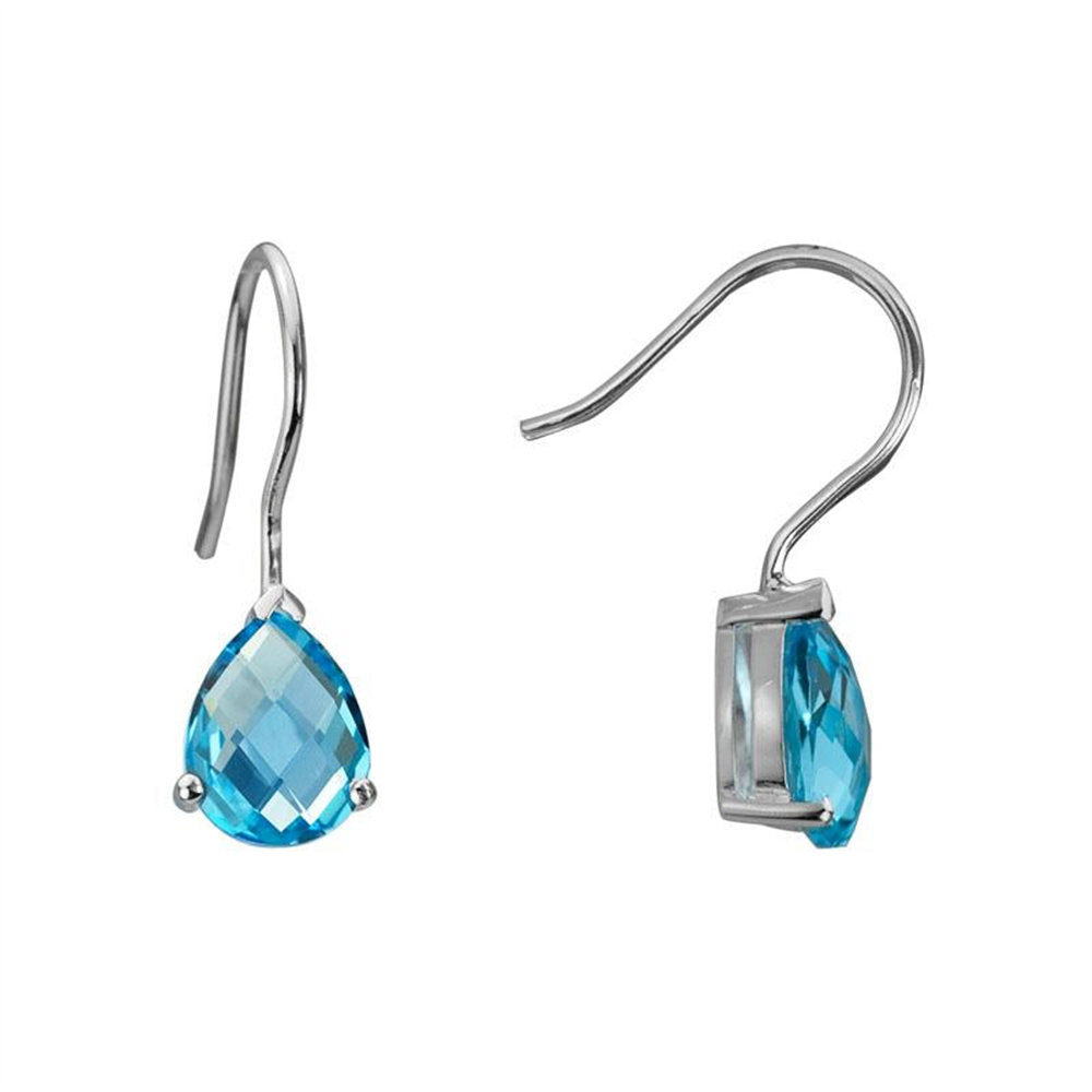 Gemmy Pear Blue Topaz Earrings in Sterling Silver