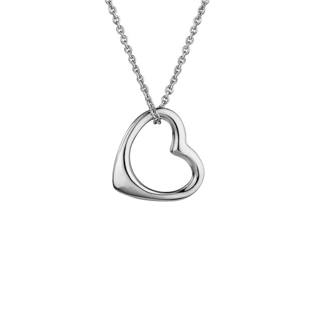 Open Floating Heart (Medium) Necklace in Sterling Silver