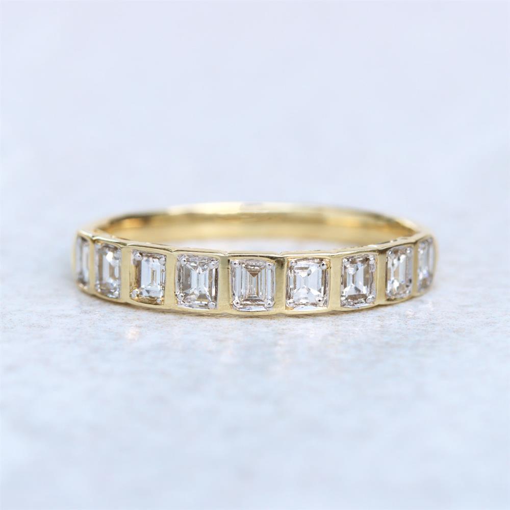 Emerald Cut Diamond Band in 14k Yellow Gold