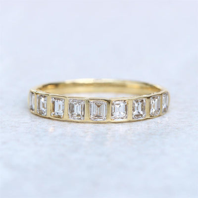 Emerald Cut Diamond Band in 14k Yellow Gold